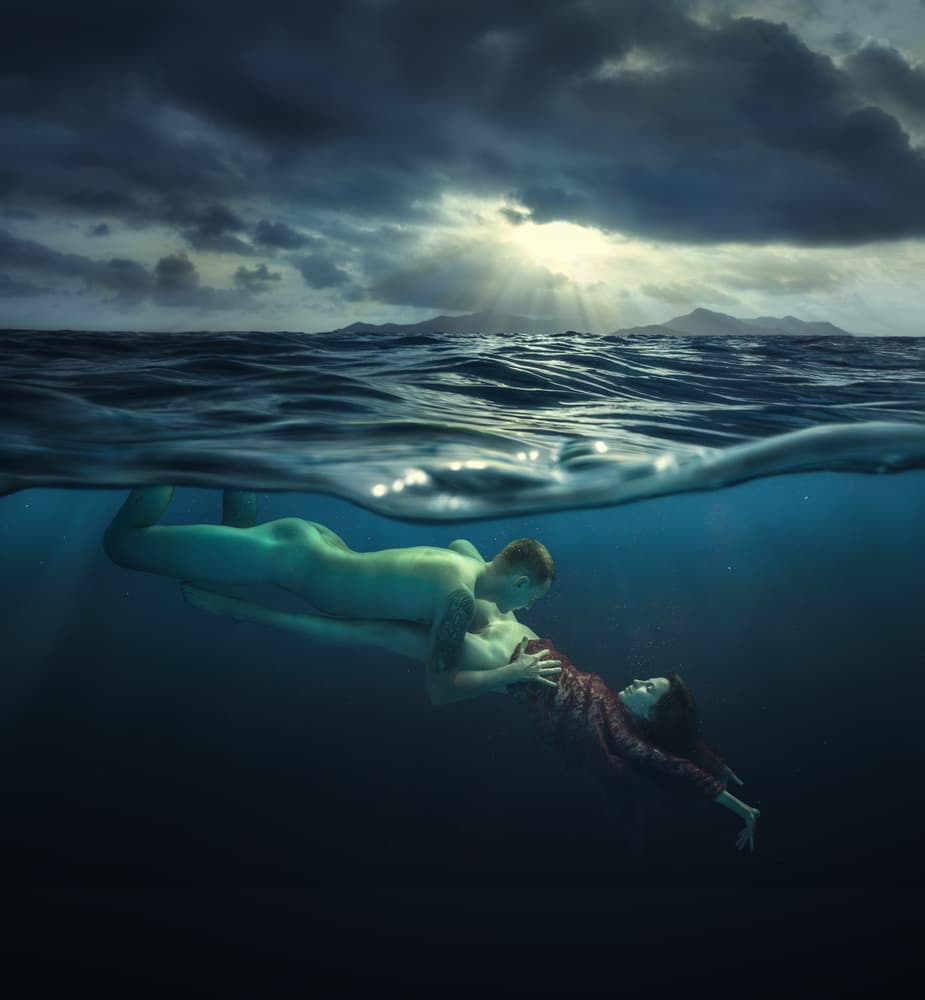 Ethereal Underwater Embrace by Dmitry Frizel — canvas wall art