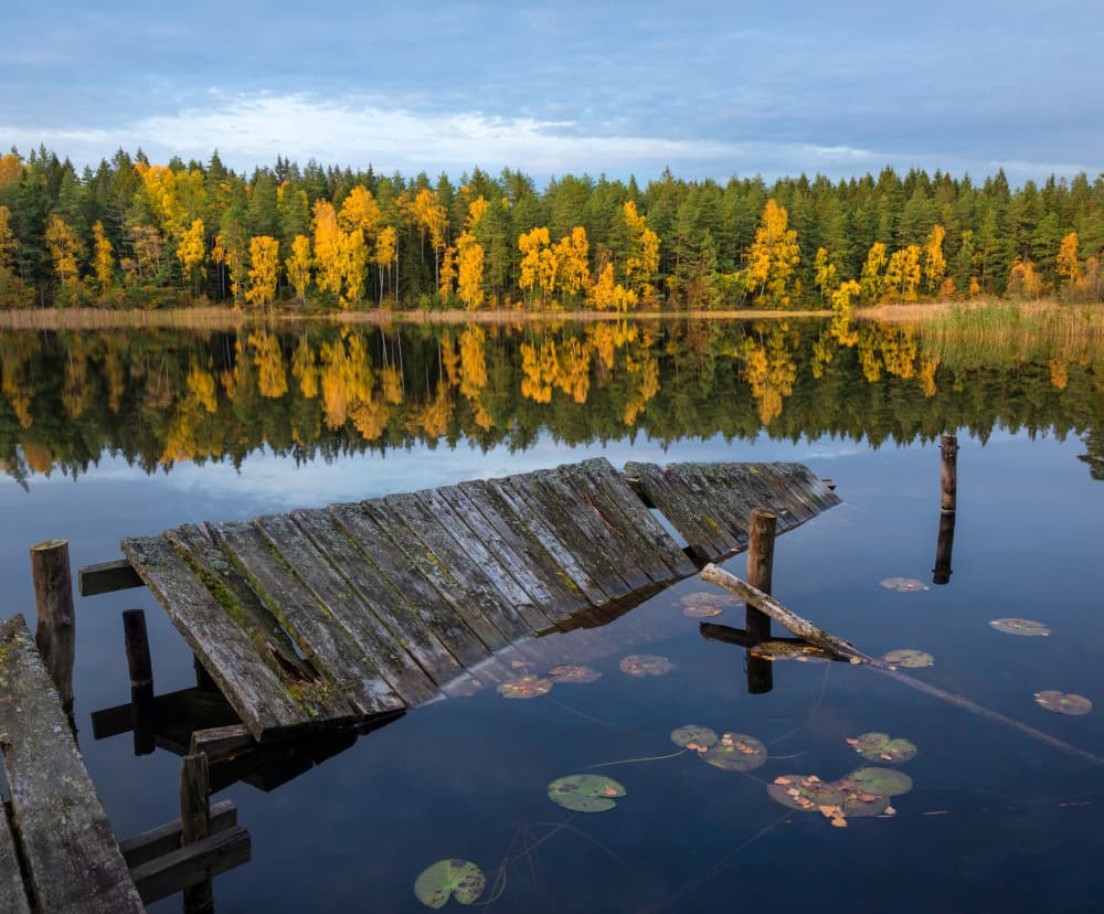 Autumn Lake Reflections by Christian Lindsten — canvas wall art