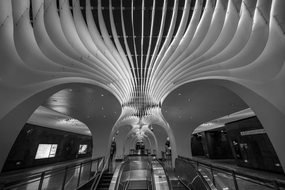 Flowing Modern Architecture by Raymond Ren Rong Liu — canvas wall art