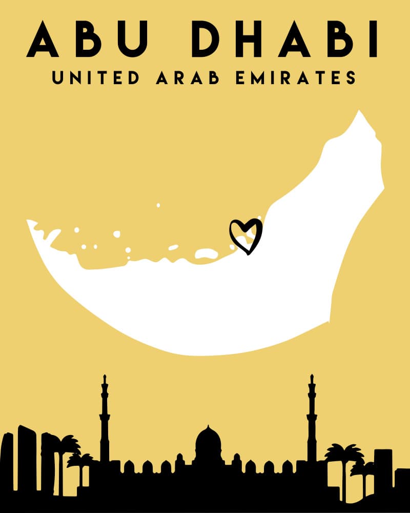 Abu Dhabi Heart Map by Emiliano Deificus — canvas wall art
