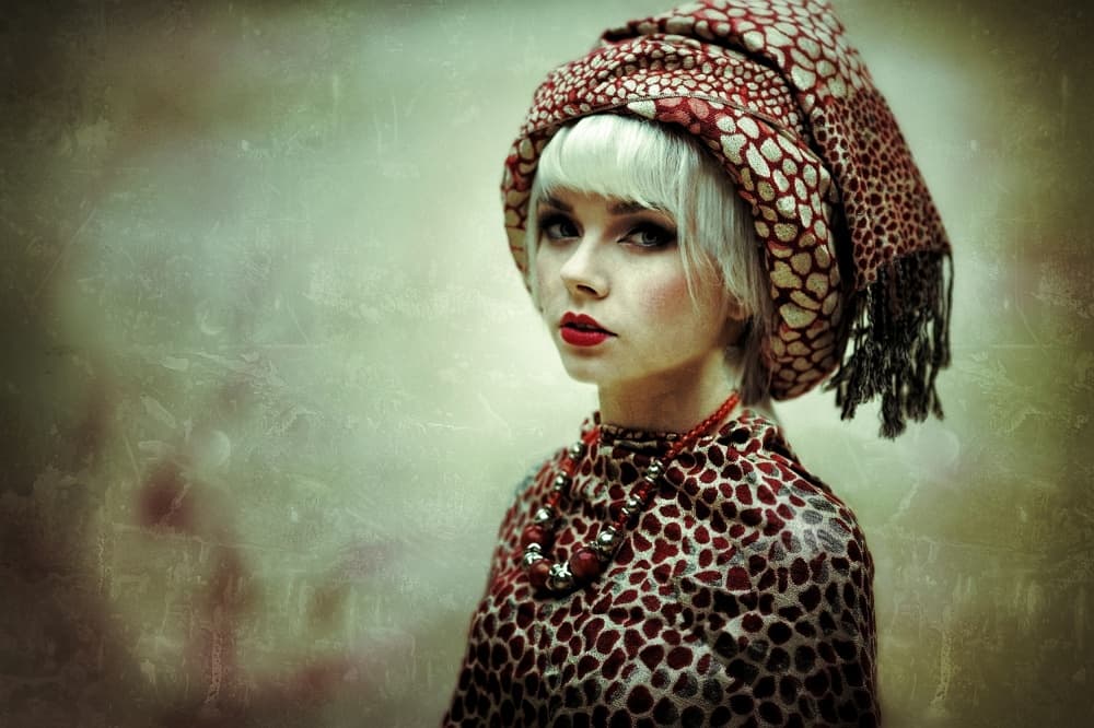 Woman In Leopard Headwrap by kenp — canvas wall art
