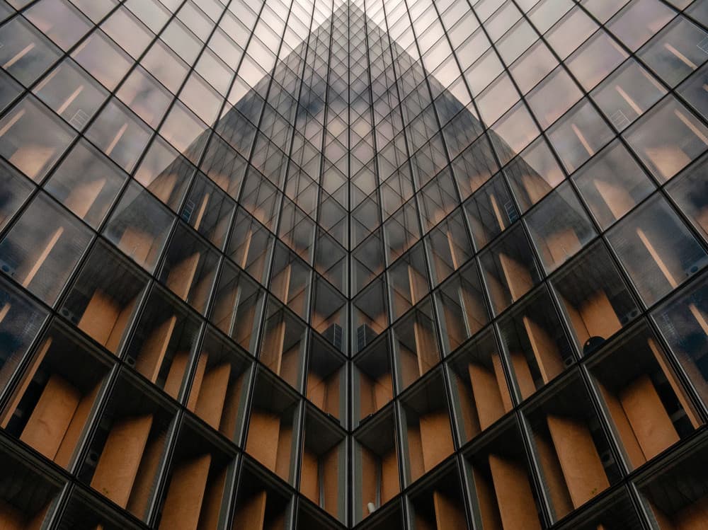 Glass Facade Symmetry by Jef Van den Houte — canvas wall art