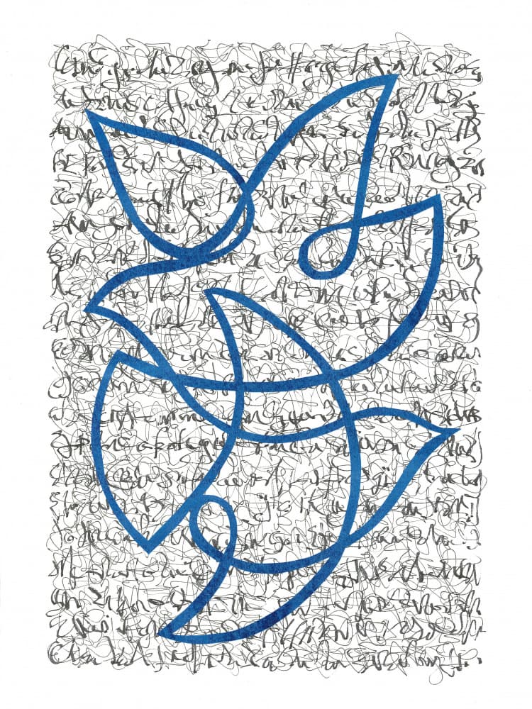 Flowing Blue Script by Isabelle Brent — canvas wall art