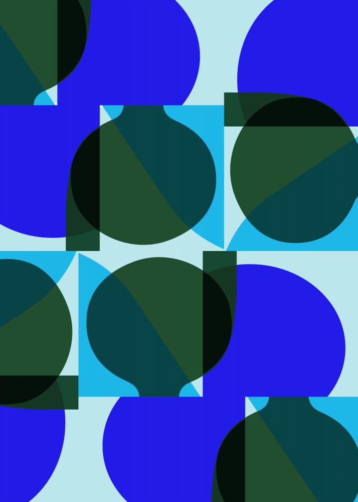 Blue Green Geometric Forms by Leigh Bagley — canvas wall art