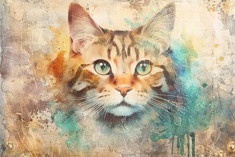 Watercolor Tabby Cat by Rafal Kulik — canvas wall art