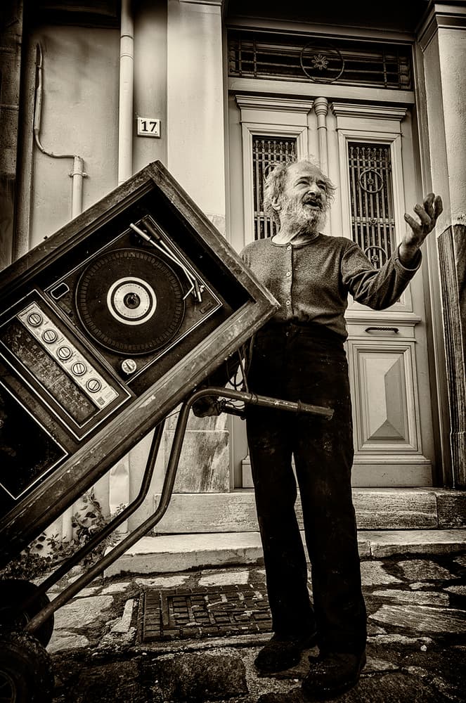 Old Man Happy Music by George Digalakis — canvas wall art