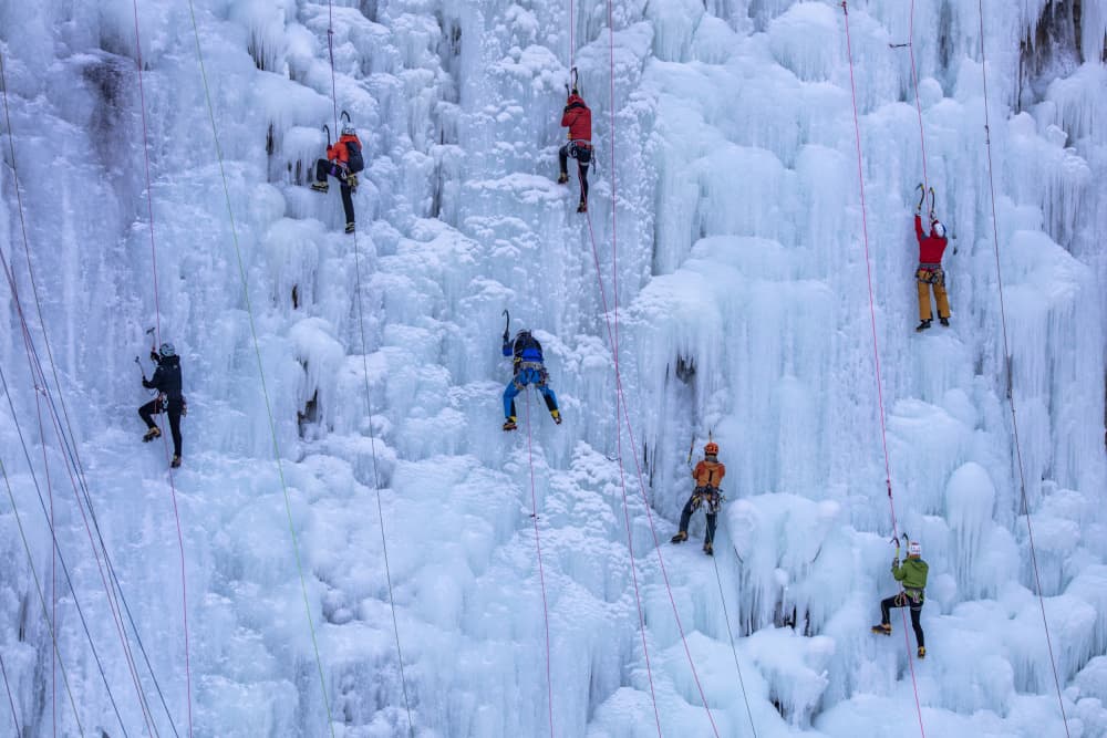 Frozen Waterfall Climbers by Shin Woo Ryu — canvas wall art