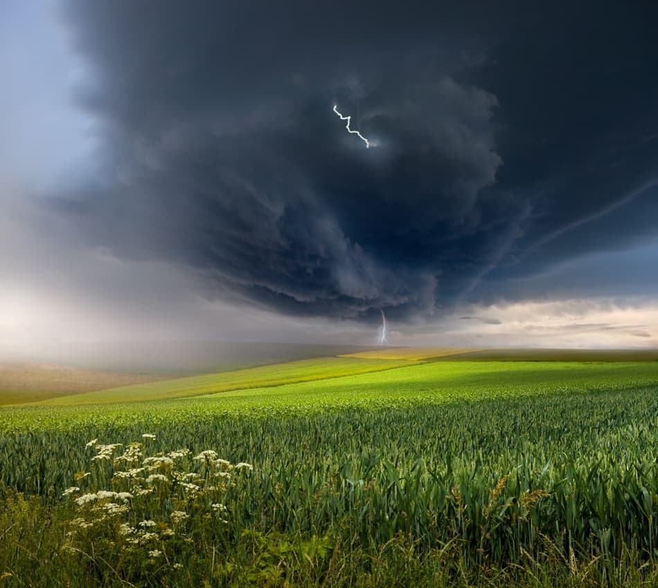 Lightning Over Green Fields by Nicolas Schumacher — canvas wall art