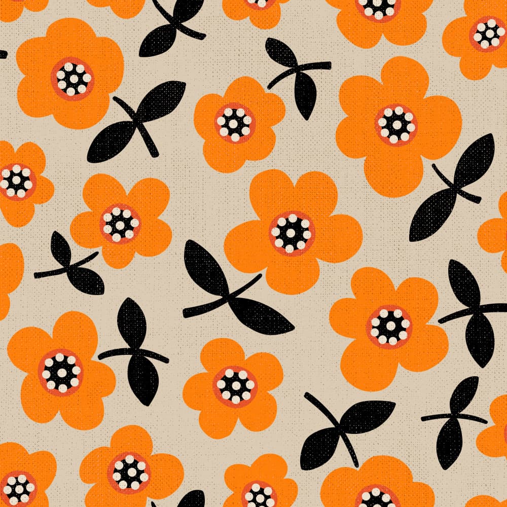 Retro Orange Flowers by Alexandra Weise — canvas wall art
