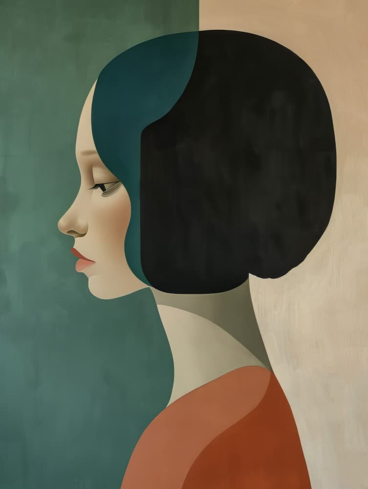Thoughtful Woman Profile by Bilge Paksoylu — canvas wall art