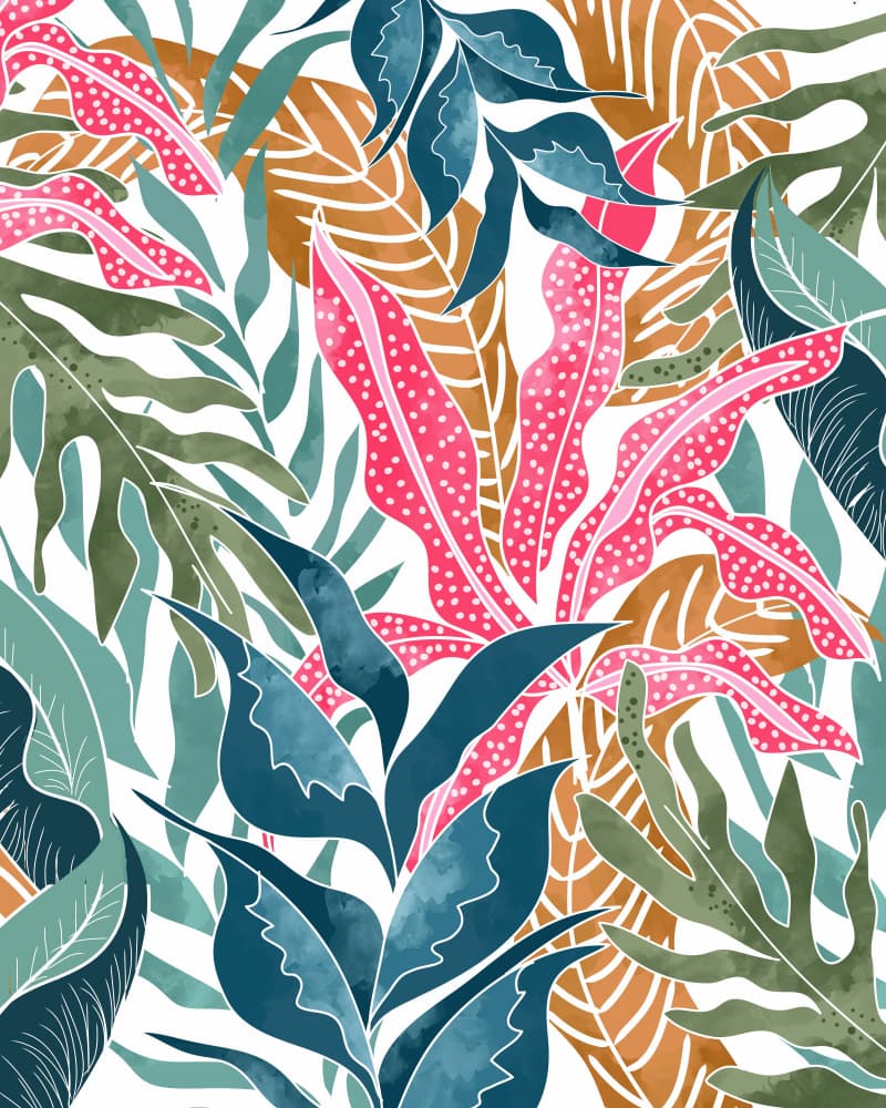 Vibrant Tropical Leaves by Uma Gokhale — canvas wall art