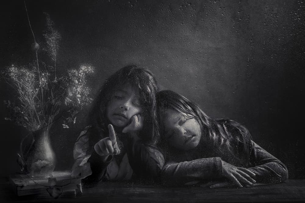 Sisters in the Rain by Stephen Clough — canvas wall art