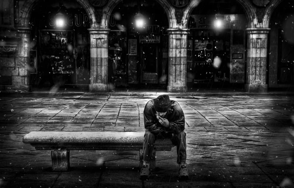 Lonely Man in Snow by Jose C. Lobato — canvas wall art