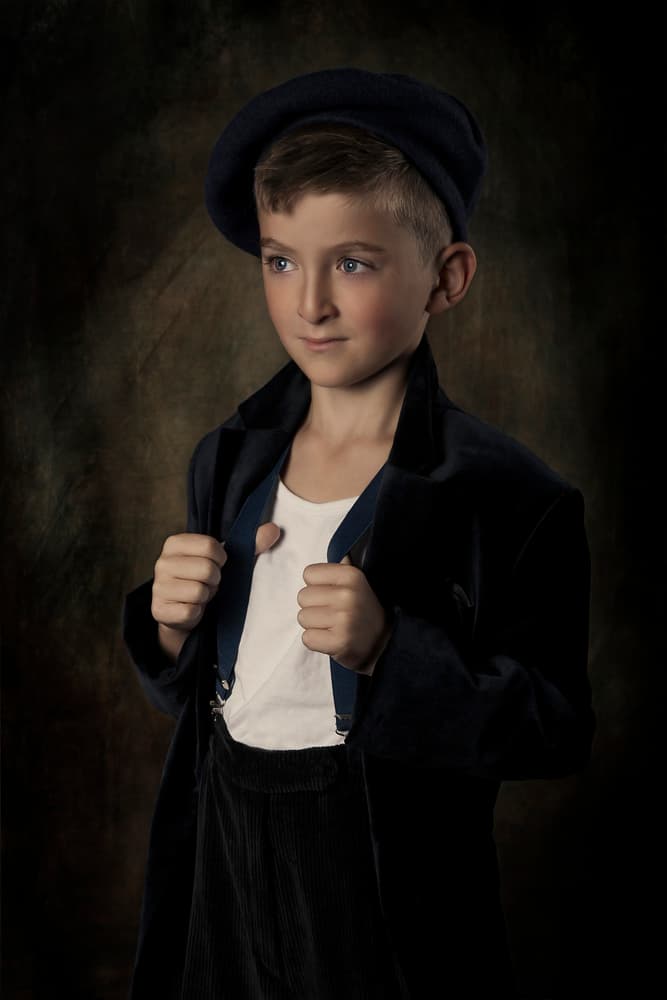 Thoughtful Boy In Beret by Carola Kayen-Mouthaan — canvas wall art