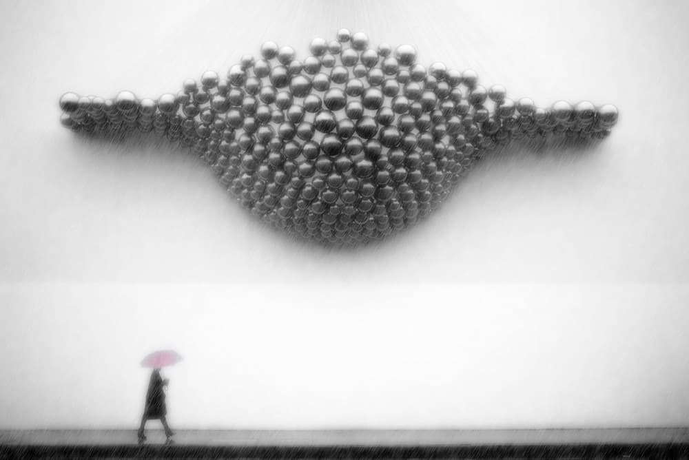 Pink Umbrella Stroll by Tina Kim — canvas wall art
