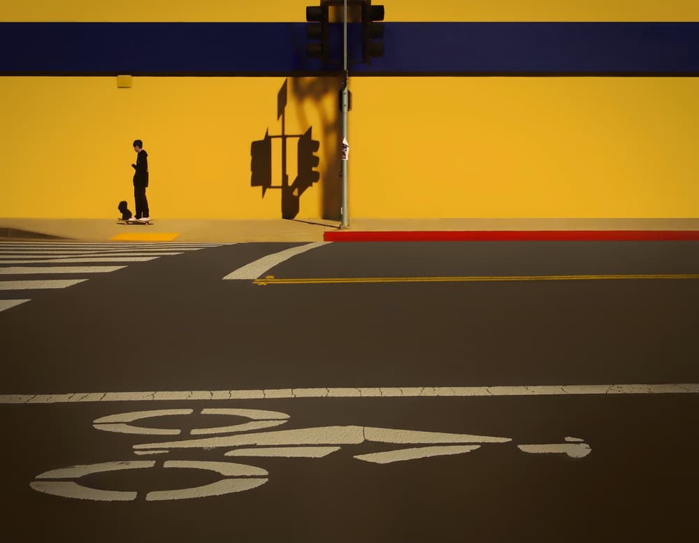 Yellow Wall Skateboarder by Roxana Labagnara — canvas wall art