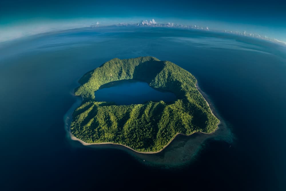 Volcanic Island Crater Lake by Irene Wu — canvas wall art