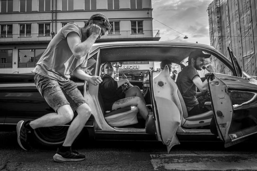 Vintage Car Street Run by Alex Ogazzi — canvas wall art