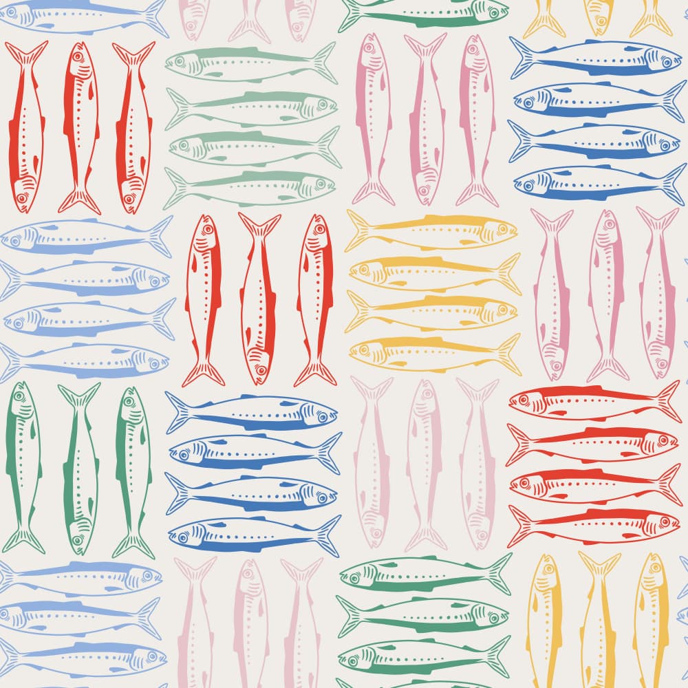 Colorful Sardine Pattern by Alexandra Weise — canvas wall art