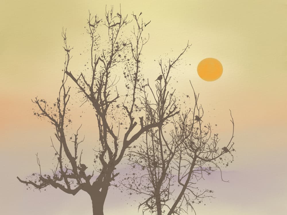 Golden Sunset Branches by Little Dean — canvas wall art