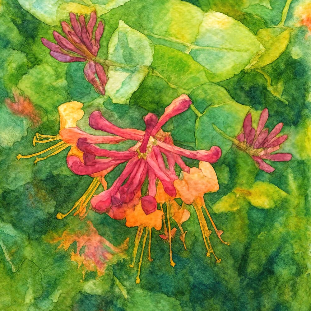 Colorful Honeysuckle Blooms by Natalie Bruns — canvas wall art