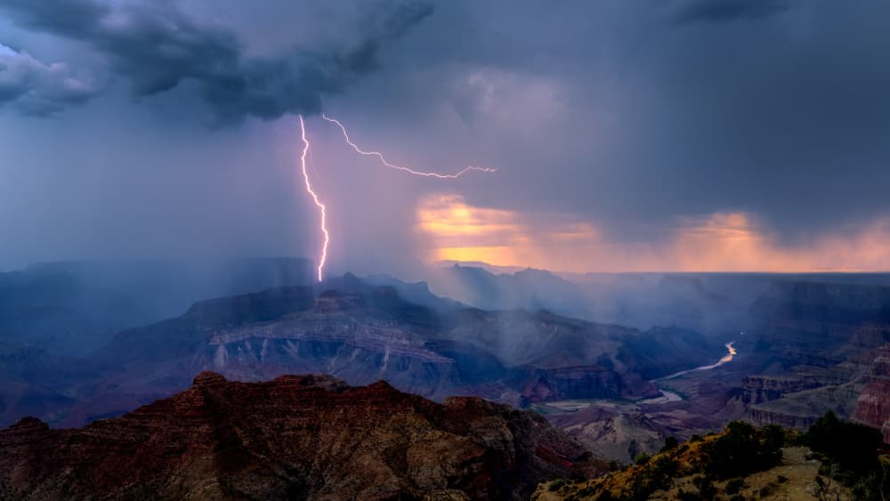 Grand Canyon Lightning Storm by John J. Chen — canvas wall art