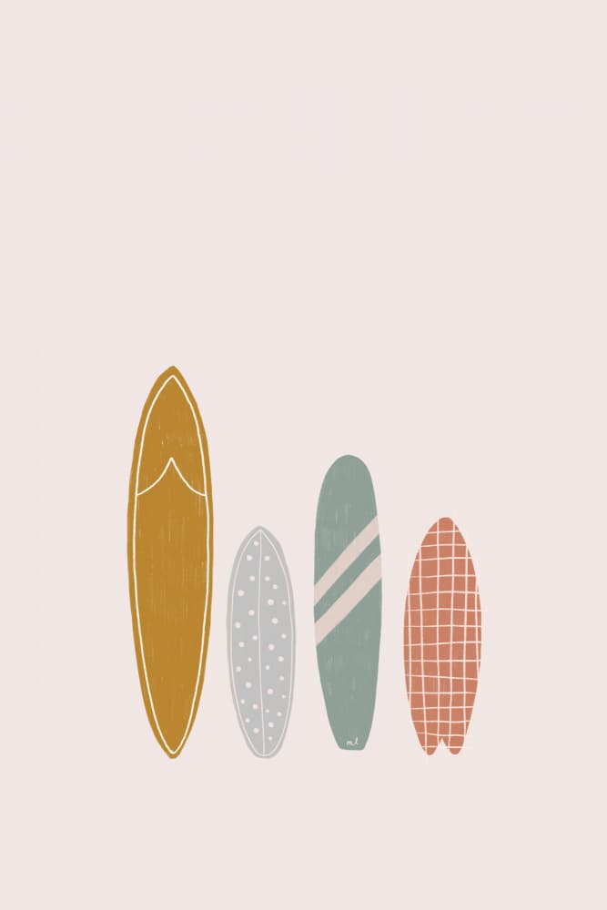 Boho Beach Surfboards by Menina Lisboa — canvas wall art
