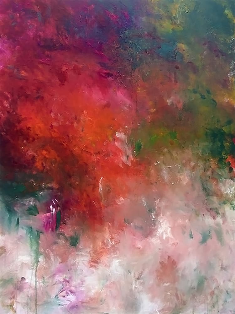Red Pink Flowing Abstract by Ron Halfant — canvas wall art