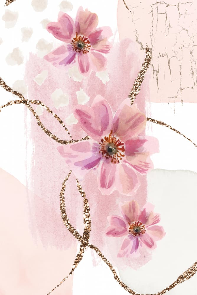 Golden Pink Floral Abstract by Sally Ann Moss — canvas wall art
