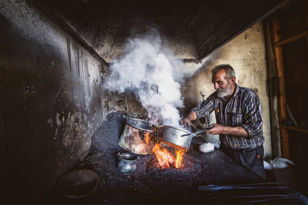 Artisan by the Fire by durmusceylan — canvas wall art