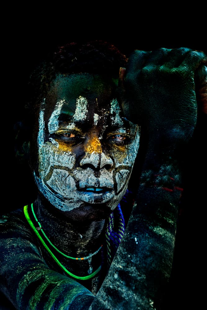 Painted Tribal Portrait by Giuseppe DAmico — canvas wall art