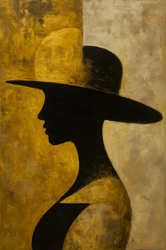 Golden Hat Silhouette by HUGO — canvas wall art