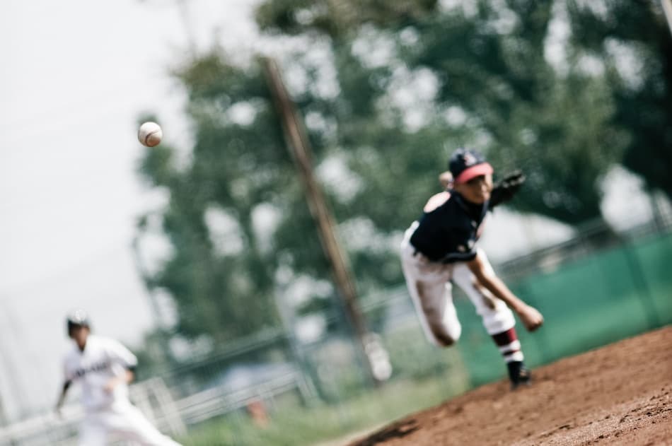 Youth Baseball Action by Kouji Tomihisa — canvas wall art