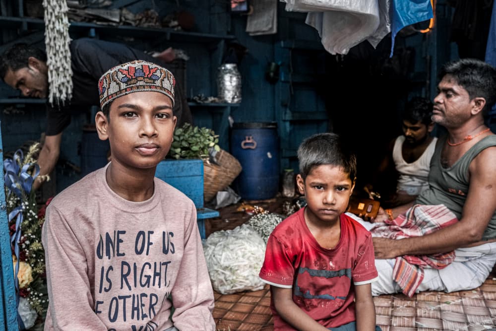 Street Market Children by Subhajit Das — canvas wall art