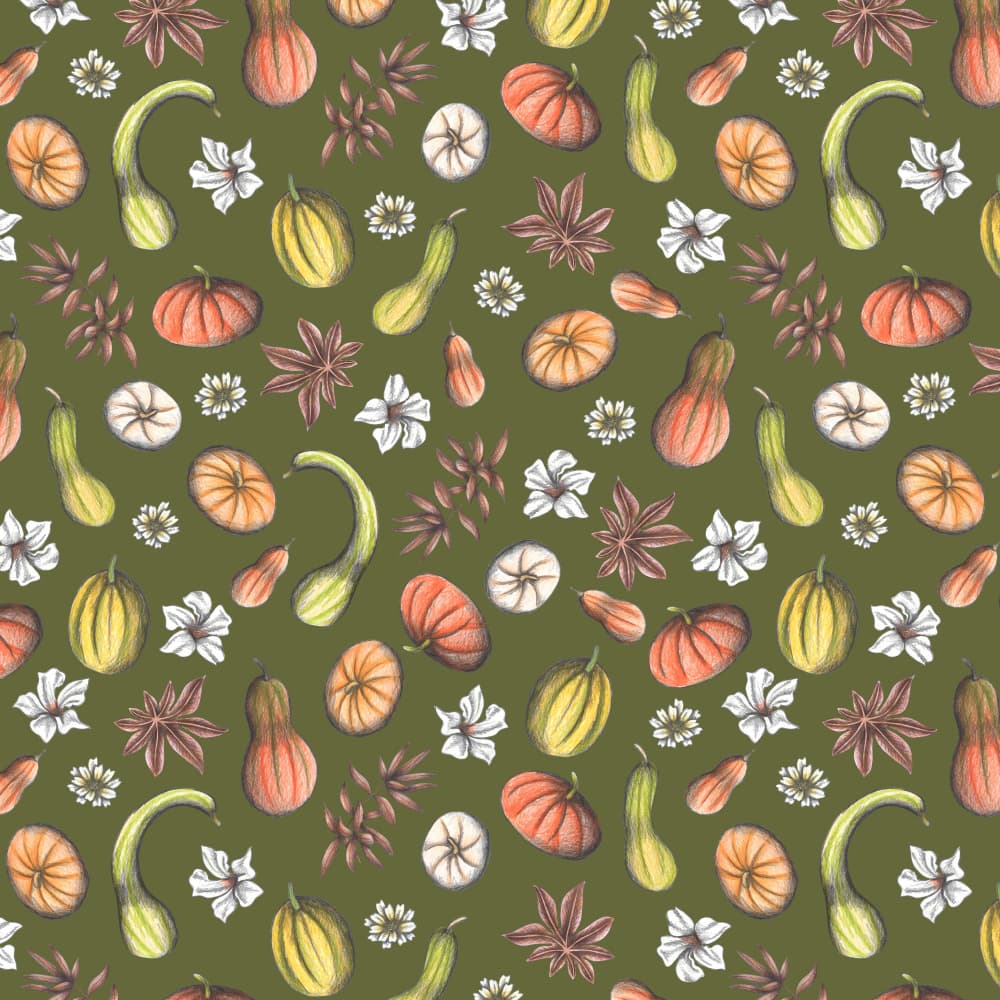 Harvest Pumpkin Pattern by Cecilia Battaini — canvas wall art
