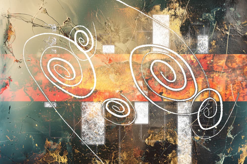 Golden Spirals Abstract by Rafal Kulik — canvas wall art