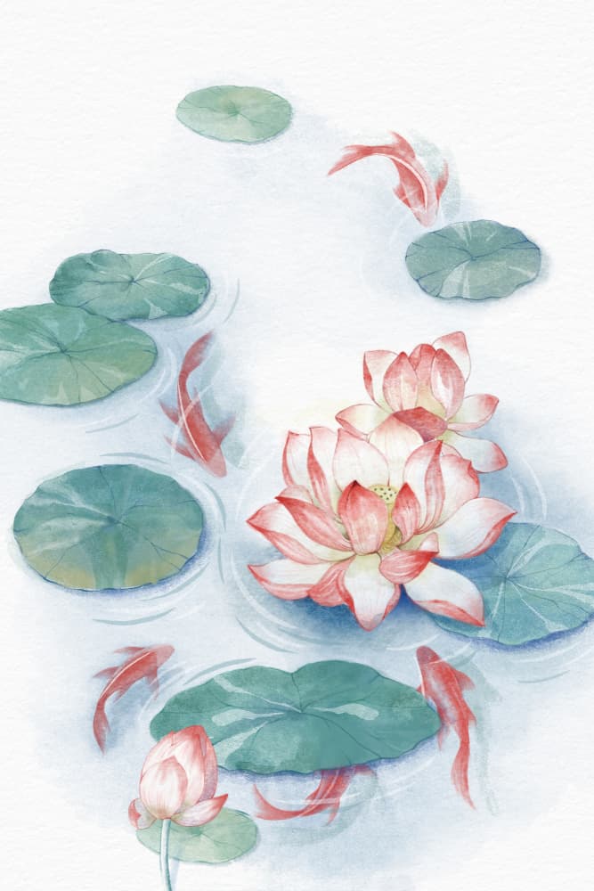 Lotus Pond Goldfish by Xuan Thai — canvas wall art