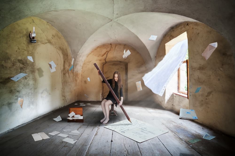 Surreal Writer's Room by Martin Marcisovsky — canvas wall art
