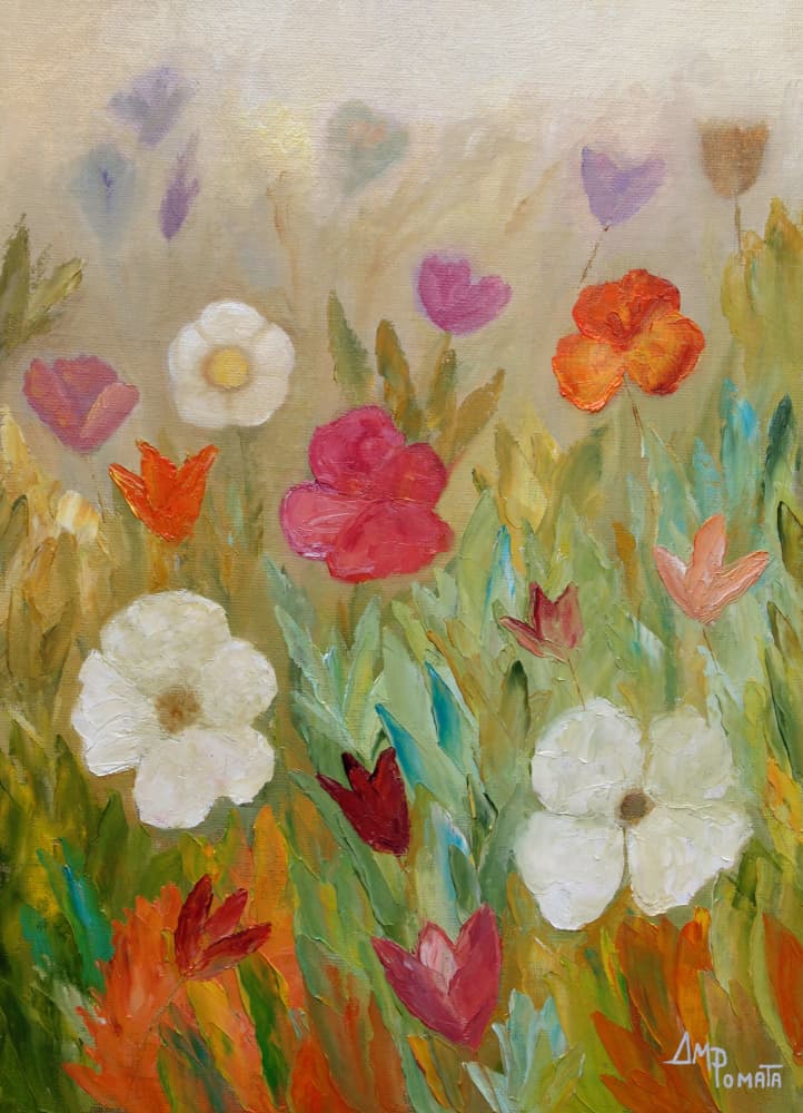 Vibrant Flower Field by Angeles M. Pomata — canvas wall art
