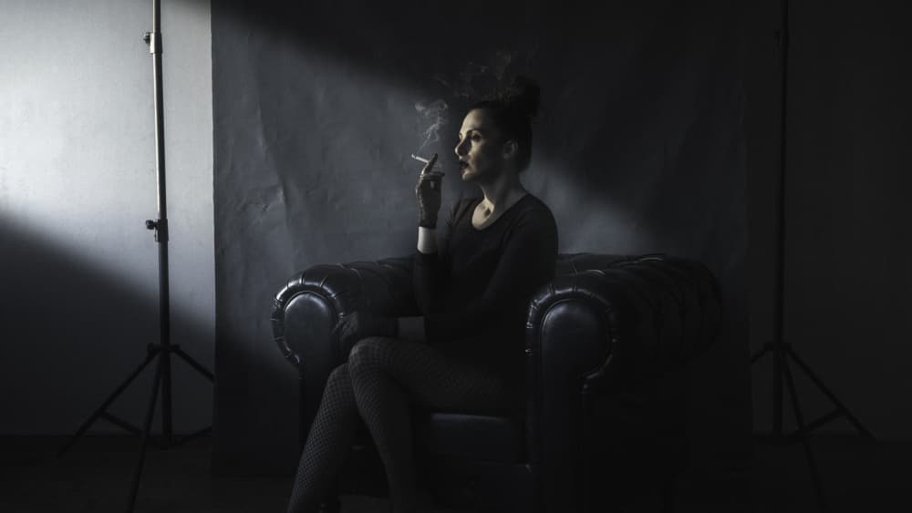 Pensive Smoking Woman by Hooman Sedaghi — canvas wall art