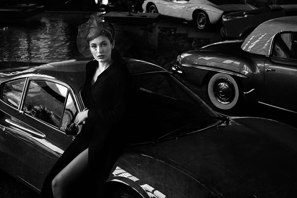 Elegant Woman Vintage Car by Anthony Skip — canvas wall art