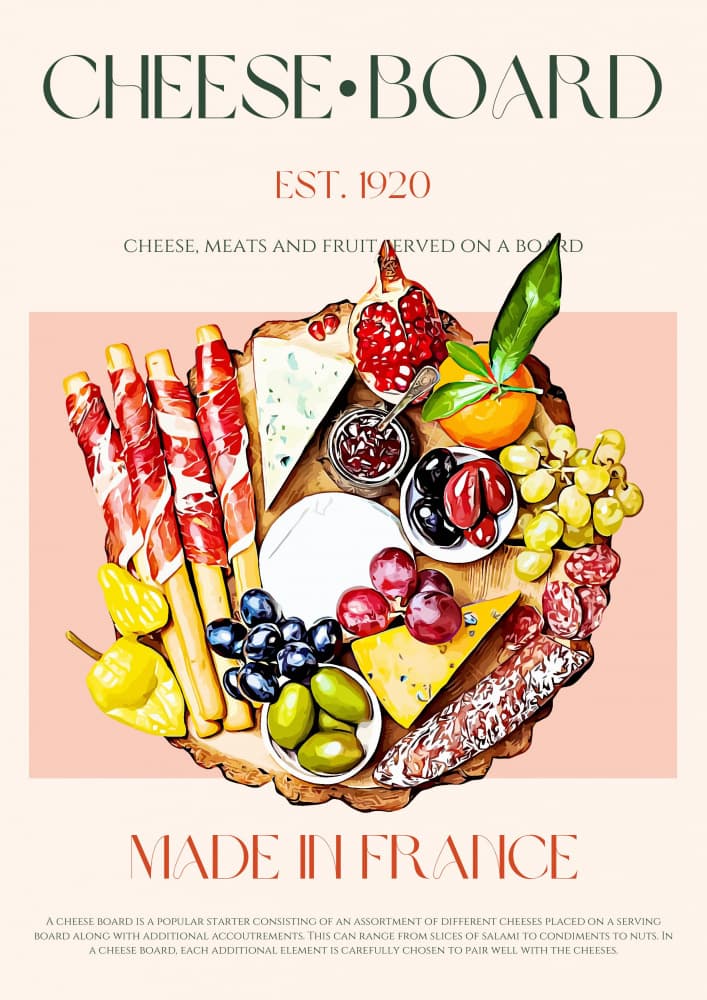 Classic French Cheese Board by Nazma Khokhar — canvas wall art