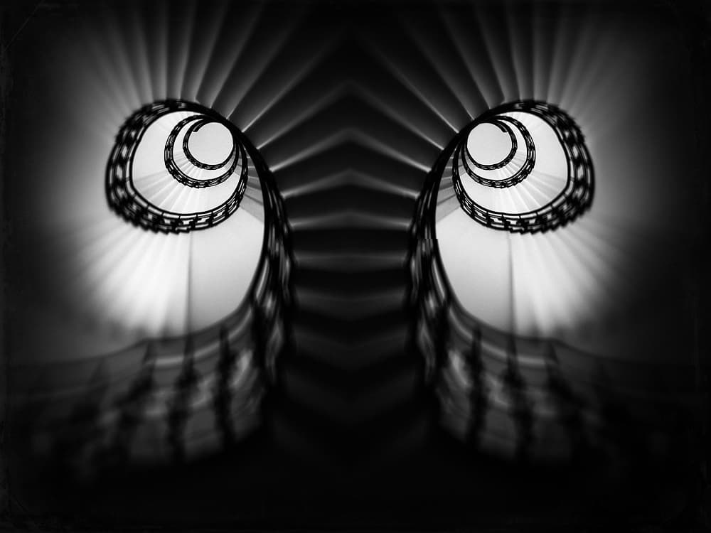 Black White Spiral Symmetry by Holger Droste — canvas wall art