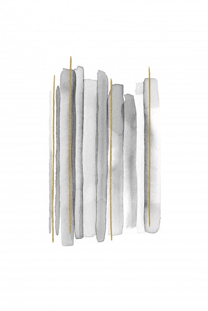 Grey Gold Lines by Fabiana Silveira — canvas wall art