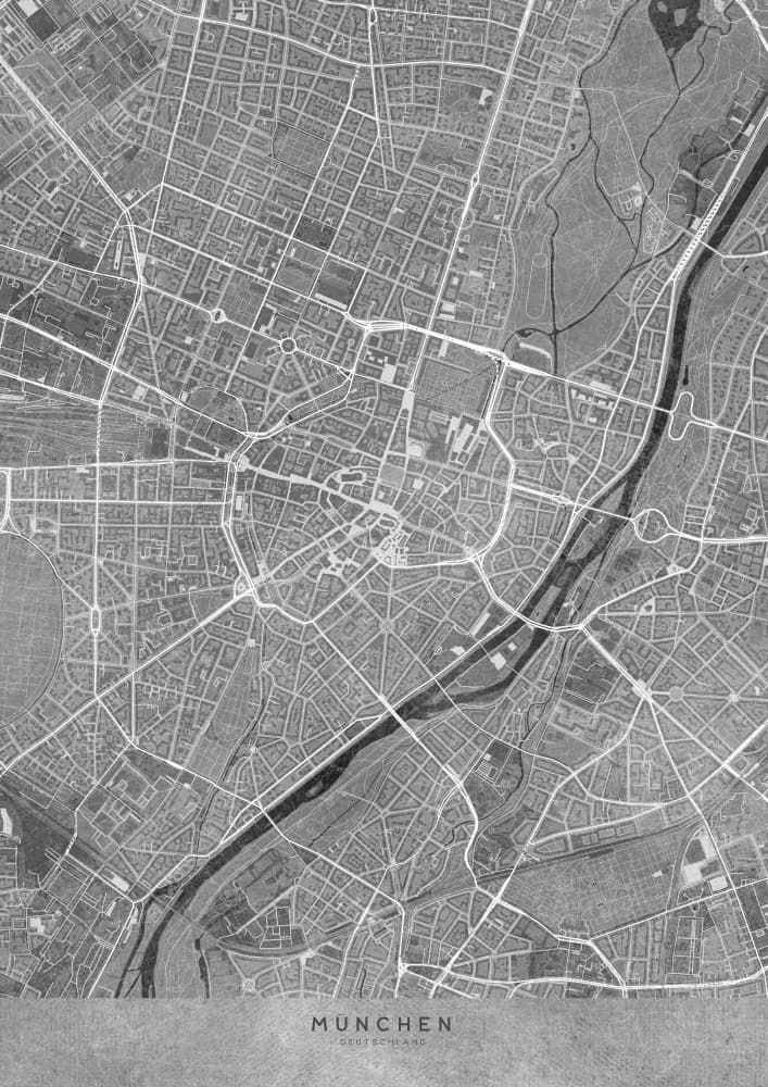 Munich Urban Map by Rosana Laiz Blursbyai — canvas wall art
