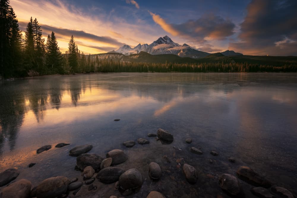 Mountain Lake Sunset by David Martin Castan — canvas wall art