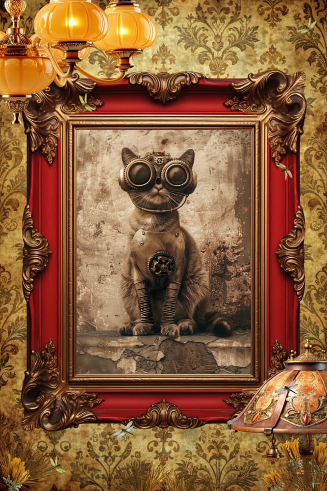 Steampunk Cat Goggles by Sue Skellern — canvas wall art