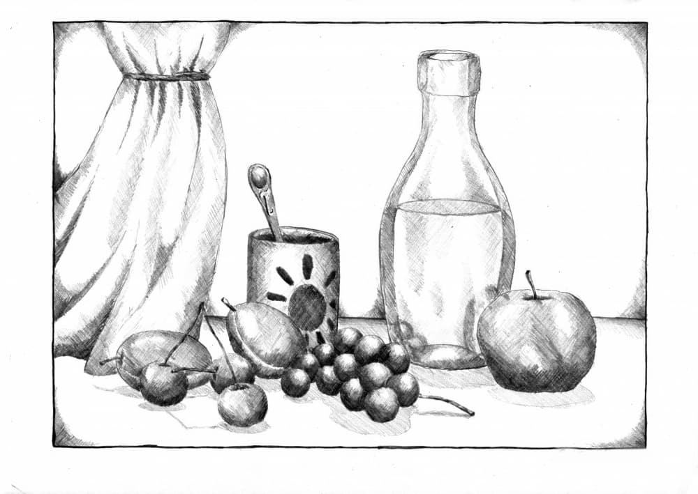 Pencil Still Life Drawing by Kulik — canvas wall art