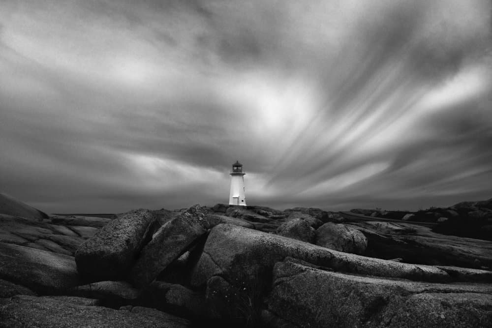Lighthouse and Dramatic Sky by Qing Zhao — canvas wall art