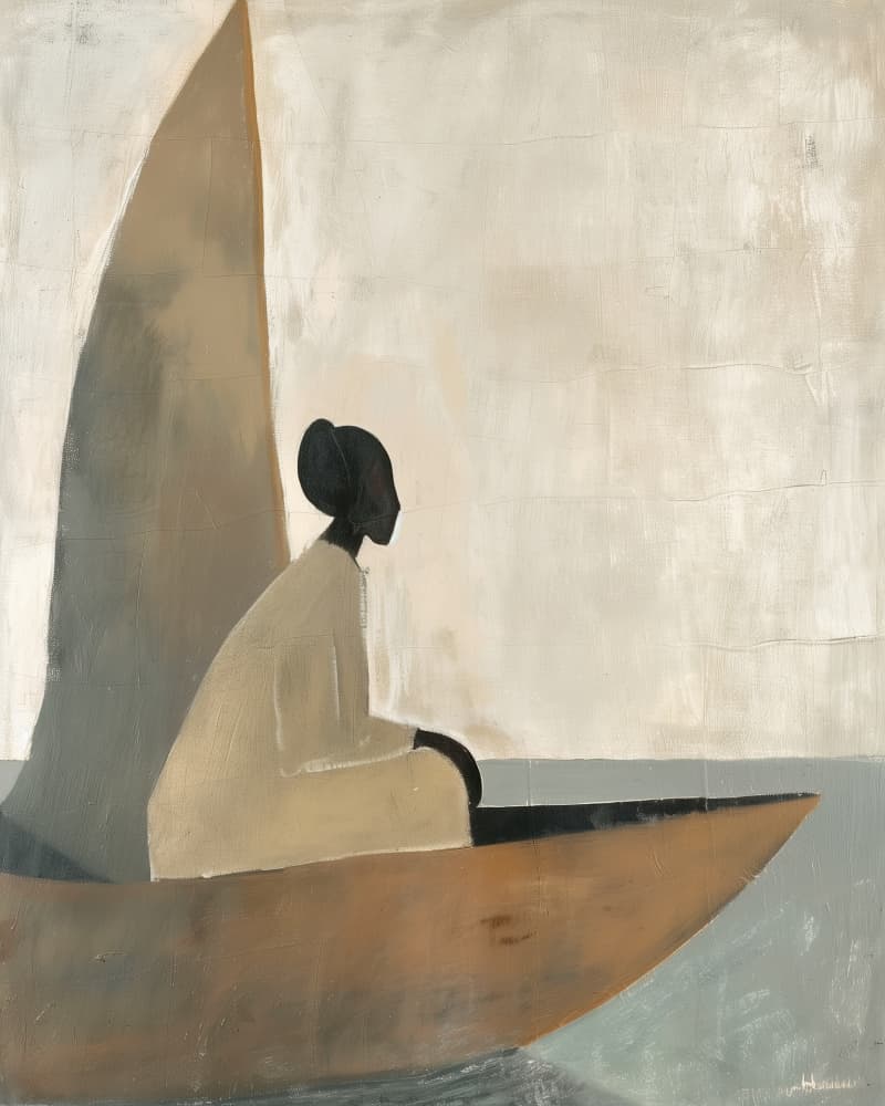 Serene Boat Journey by SHANDU — canvas wall art